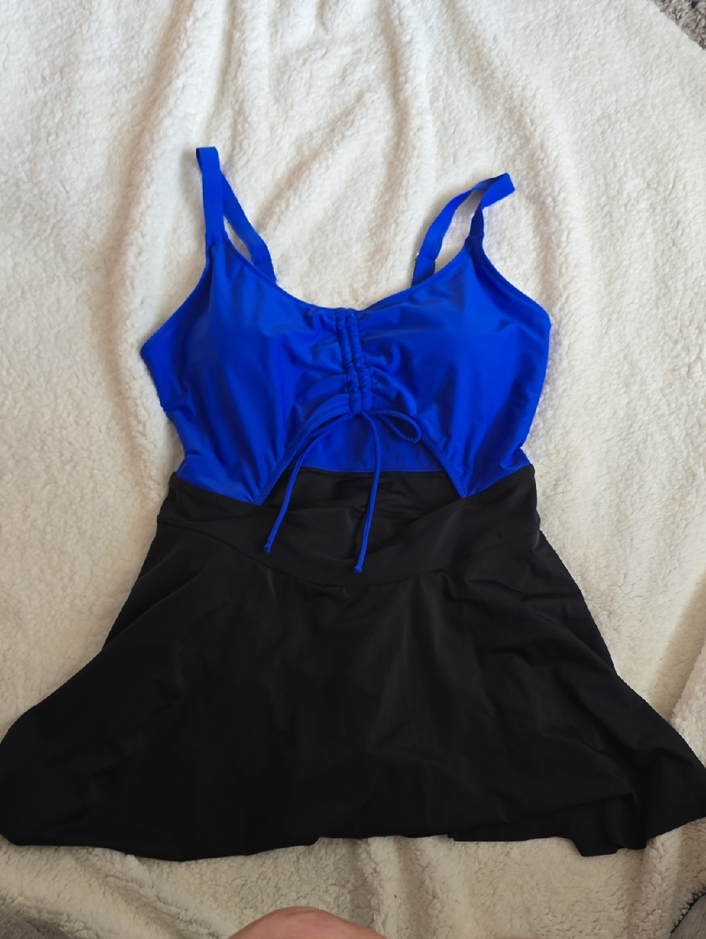 Amazon Essentials Blue and Black One-Piece Swim Dress